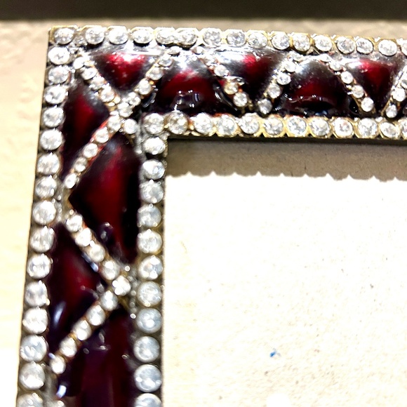 Red Enameled Rhinestones Diamond Quilted, 5x7 photo Photo Frame - Picture 2 of 4